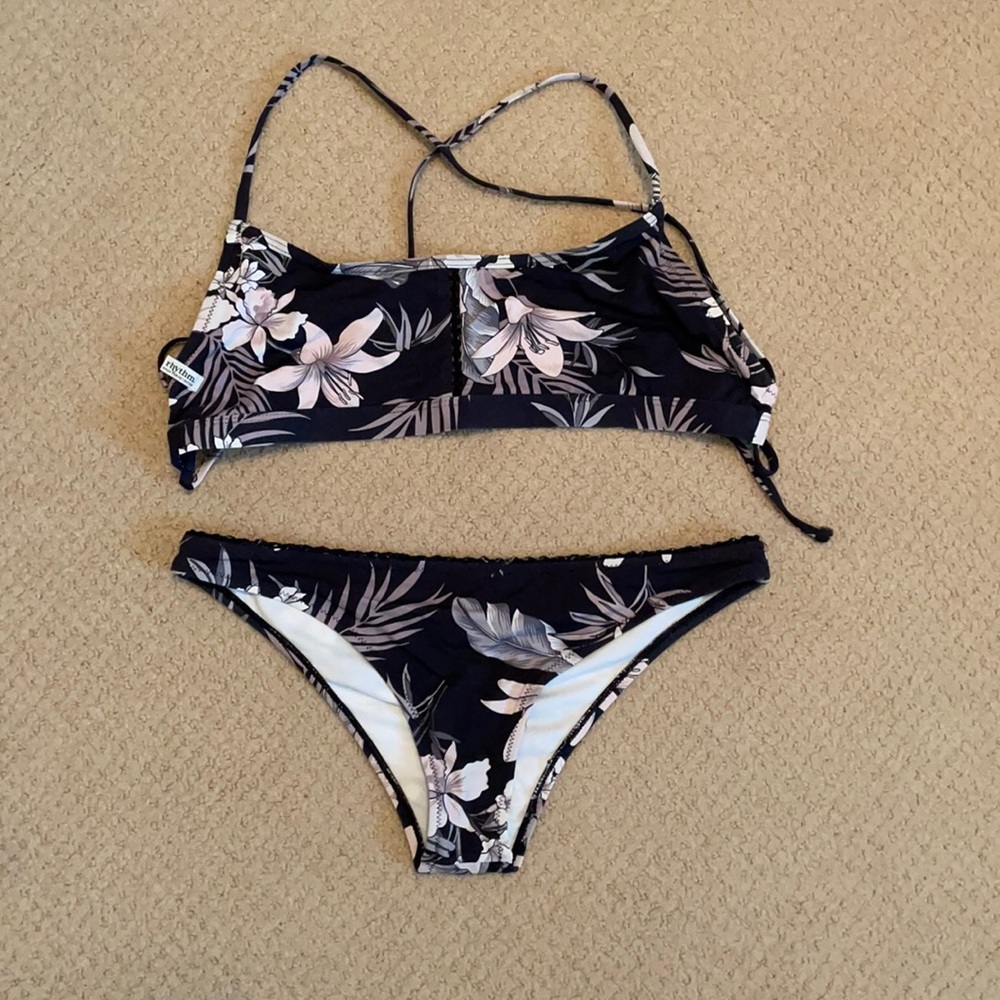 Rhythm Black Print Bikini Small